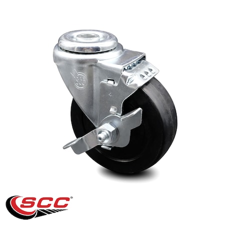 SERVICE CASTER 4 Inch Soft Rubber Wheel Swivel Bolt Hole Caster with Brake SCC-BH20S414-SRS-TLB